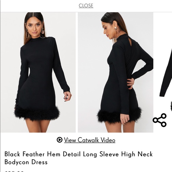 black feather hem dress